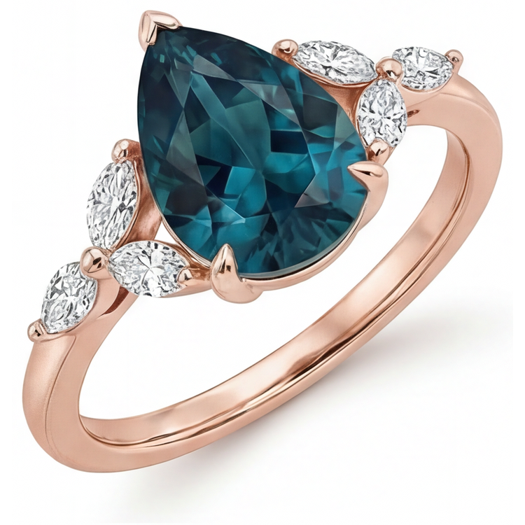 Alexandrite Bague Trilogie 4-carats Or Rose 14 Carats – vue de côté