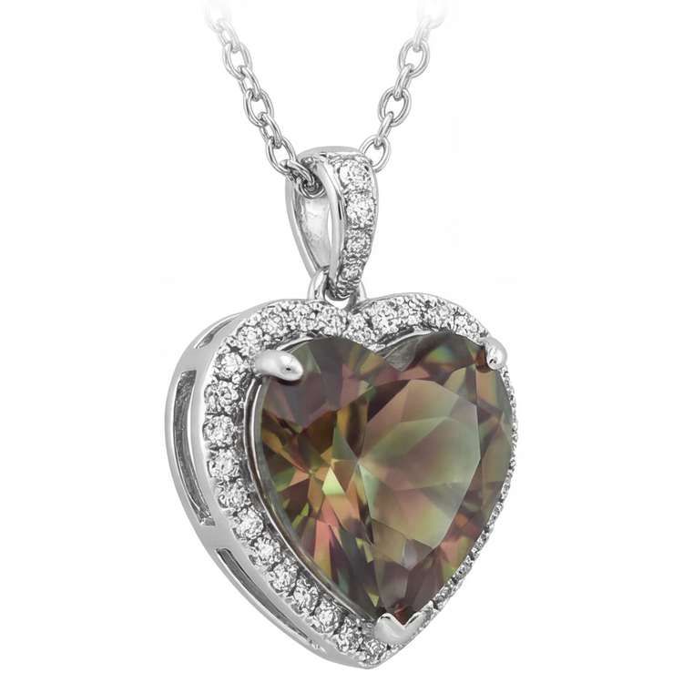 Forme Cœur Alexandrite bague en Or 14K Blanc – vue de face
