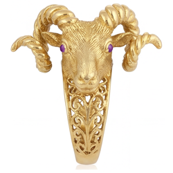 Or Jaune 14 Carats Bélier Améthyste Bague avec Gemme 0,05 carats