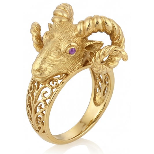Améthyste Taille Brillant Bague avec Gemme en Or Jaune 14 Carats – vue de face