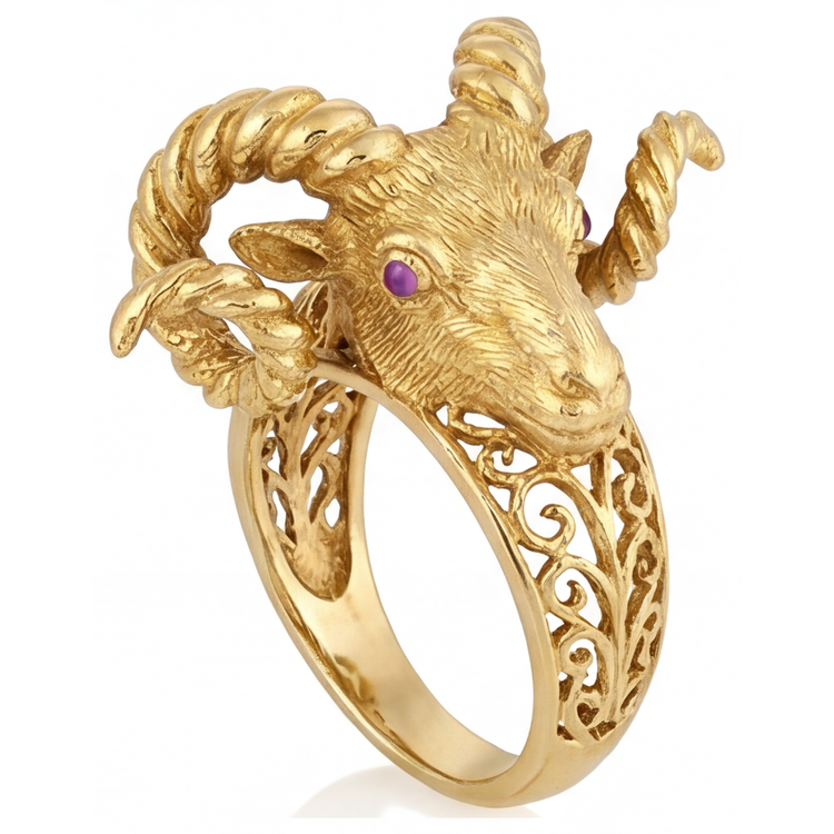 Bague avec Gemme Or Jaune 14 Carats avec Améthyste – vue de côté