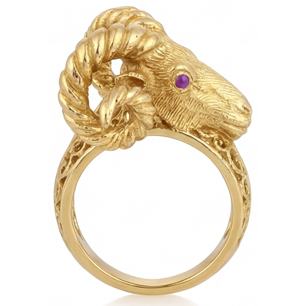 Taille Brillant Améthyste bague en Or Jaune 14 Carats – vue d'angle