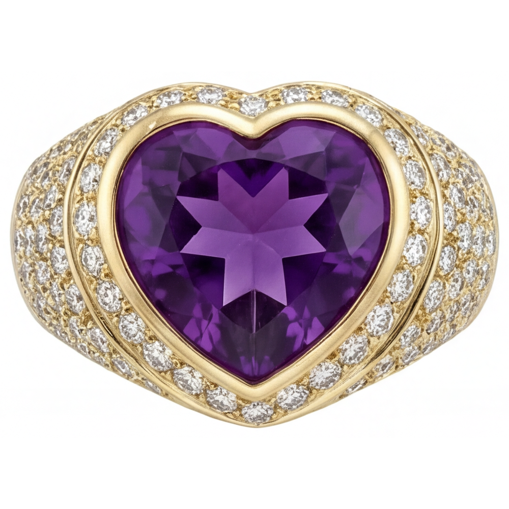 Bague avec Gemme Or 14K Jaune avec Améthyste – vue principale