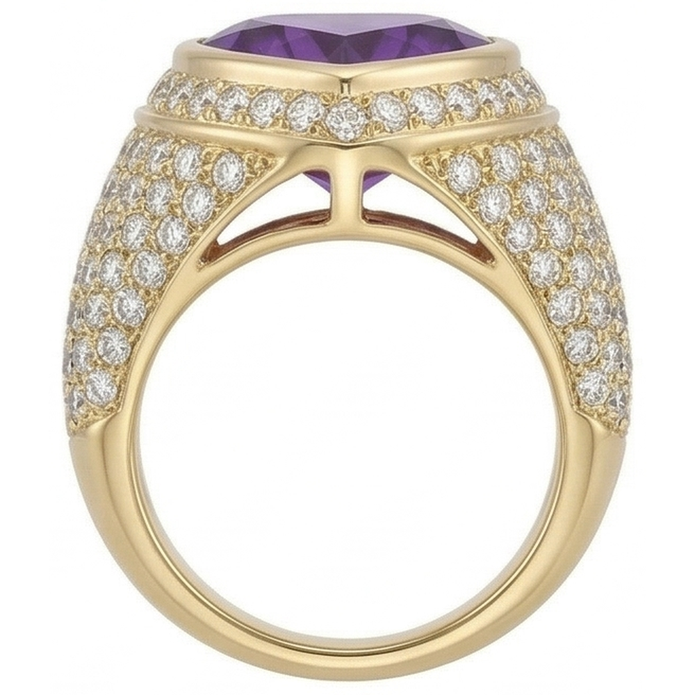 Améthyste Bague avec Gemme – vue arrière