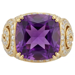 Améthyste Pureté VVS Bague avec Gemme 10 carats en Or Jaune 14