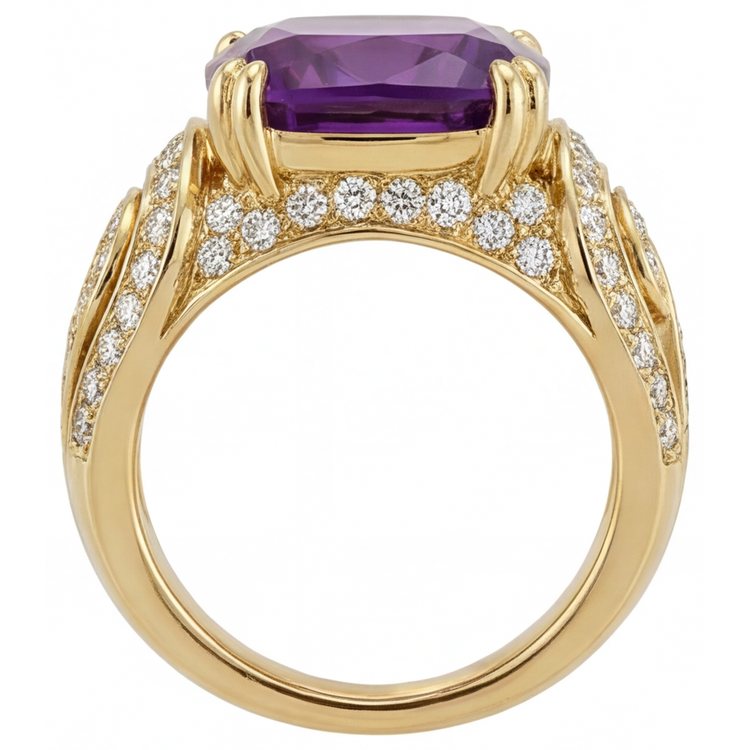 Améthyste Bague avec Gemme – vue de profil