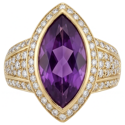 Améthyste Bague avec Gemme 9,50 carats – Or Jaune 14 Carats
