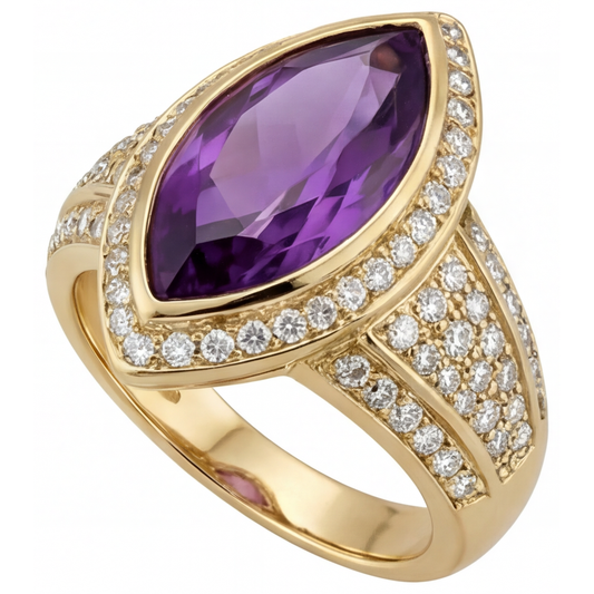 De luxe Améthyste Bague avec Gemme 9,50 carats – vue de face