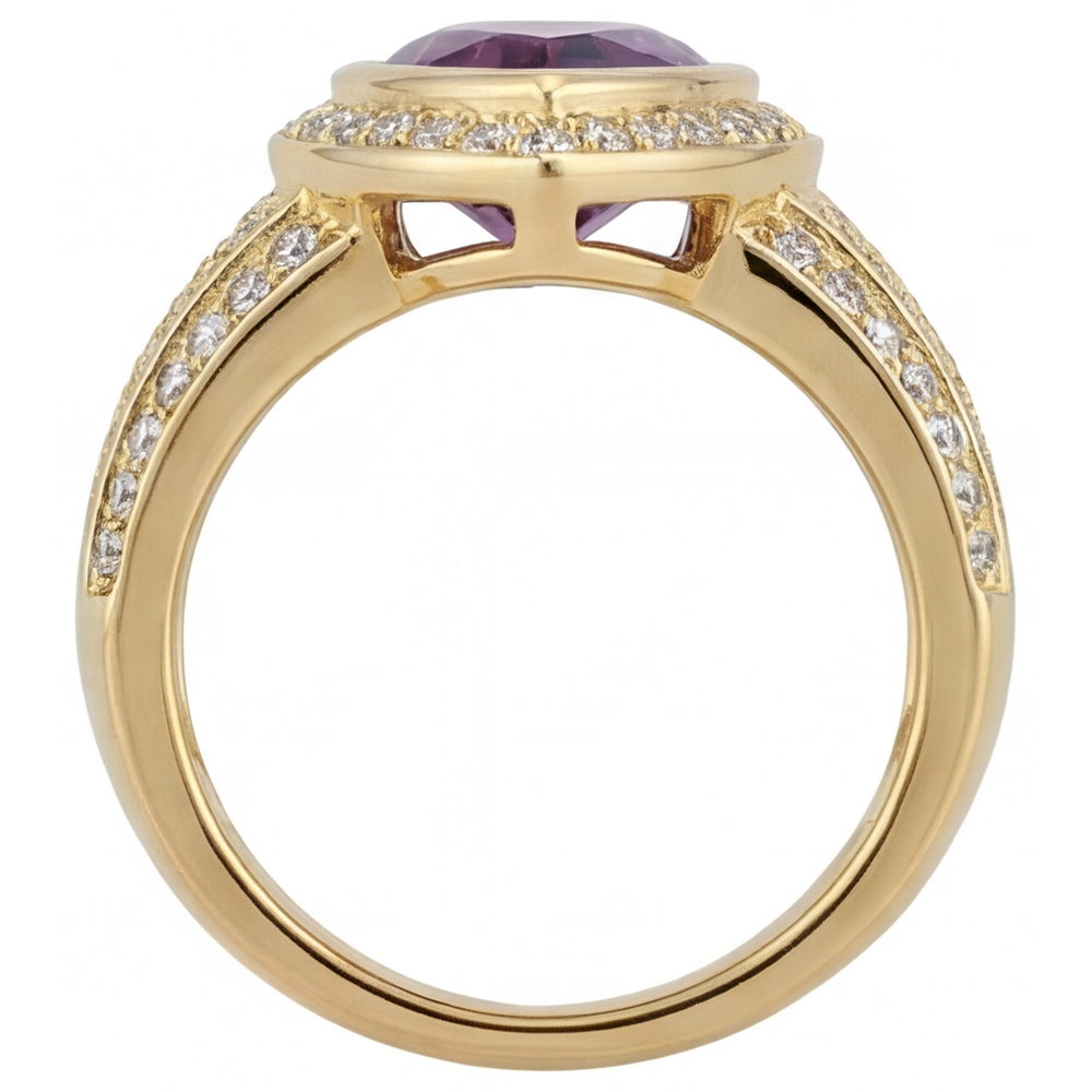 Améthyste Bague avec Gemme 9,50-carats Or Jaune 14 Carats – vue de profil