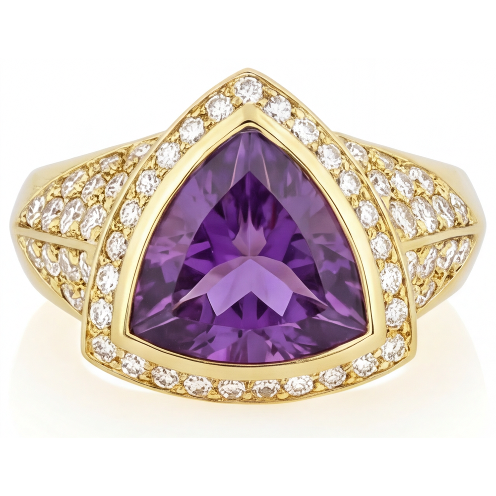 Améthyste Bague Pierre de Couleur 8-carats Or Jaune 14 Carats – vue principale