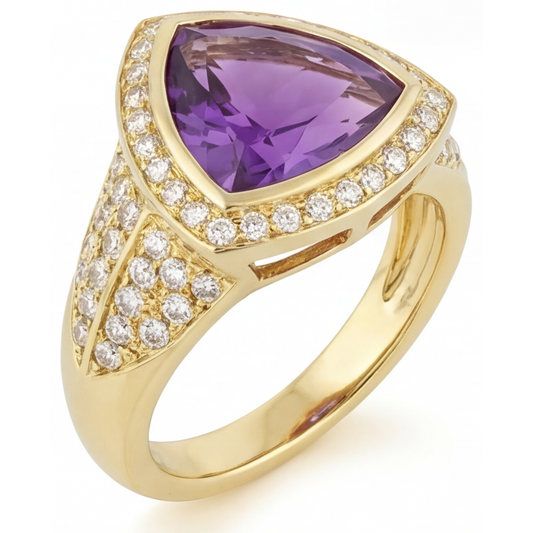 Améthyste Bague Pierre de Couleur 8 carats Or Jaune 14 Carats – vue de face