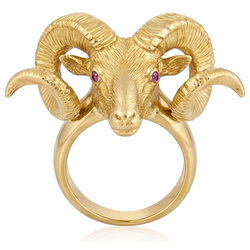 Homme Bélier Bague Pierre Précieuse – Améthyste 0,10 carats Or