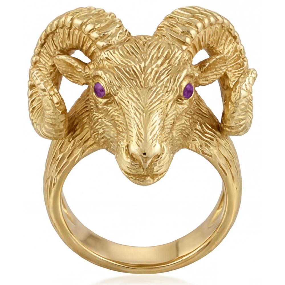 Améthyste Taille Ronde Bague Pierre Précieuse en Or 14K Jaune – vue principale