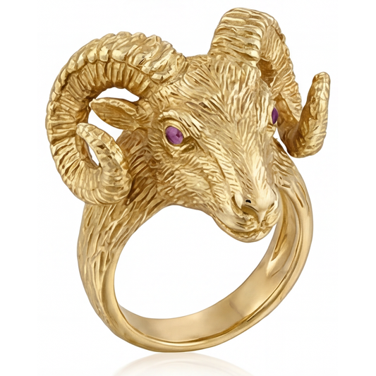 Taille Ronde Améthyste bague en Or 14K Jaune – vue de face