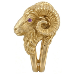 Améthyste Pourpre Bélier Bague avec Gemme 0,10 carats en Or