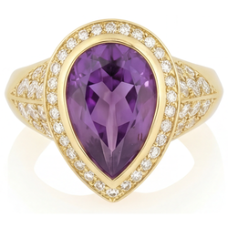 Pureté VVS Bague avec Gemme – Améthyste Pourpre 6,50 carats Or