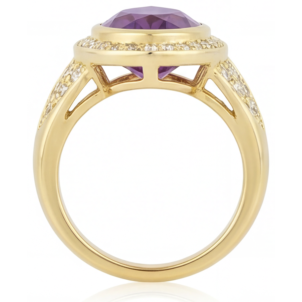 Améthyste Pourpre Bague avec Gemme 6,50-carats Or Jaune 14 Carats – vue de profil