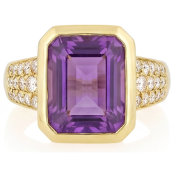 Améthyste Pourpre Bague avec Gemme – Pureté VVS 7 carats Or 14K
