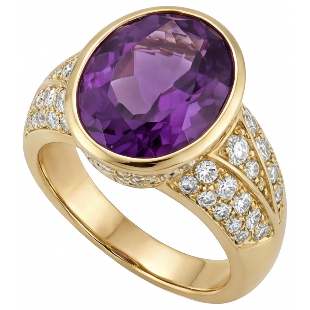 Chatoyant Bague Pierre de Couleur 9 carats – vue d'angle
