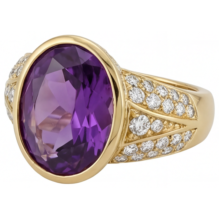 Chatoyant Bague Pierre de Couleur 9 carats – vue de profil