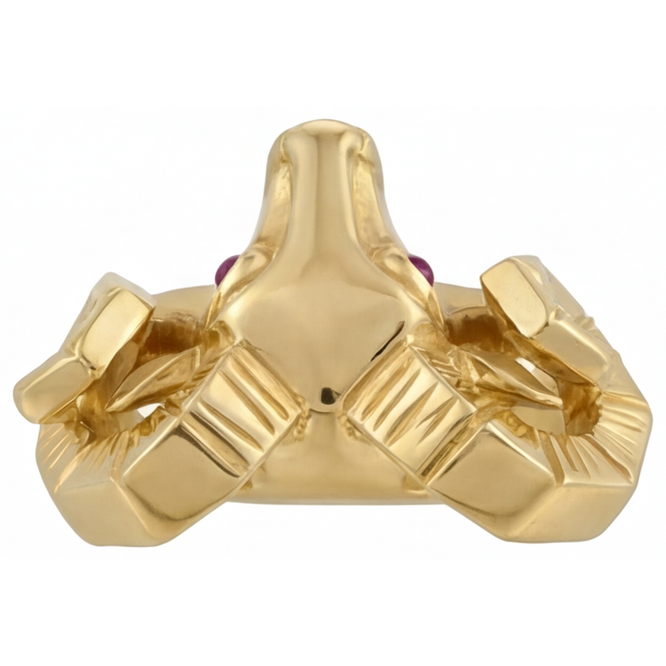 Taille Ronde Améthyste Pourpre bague en Or Jaune 14 Carats – vue de dessus