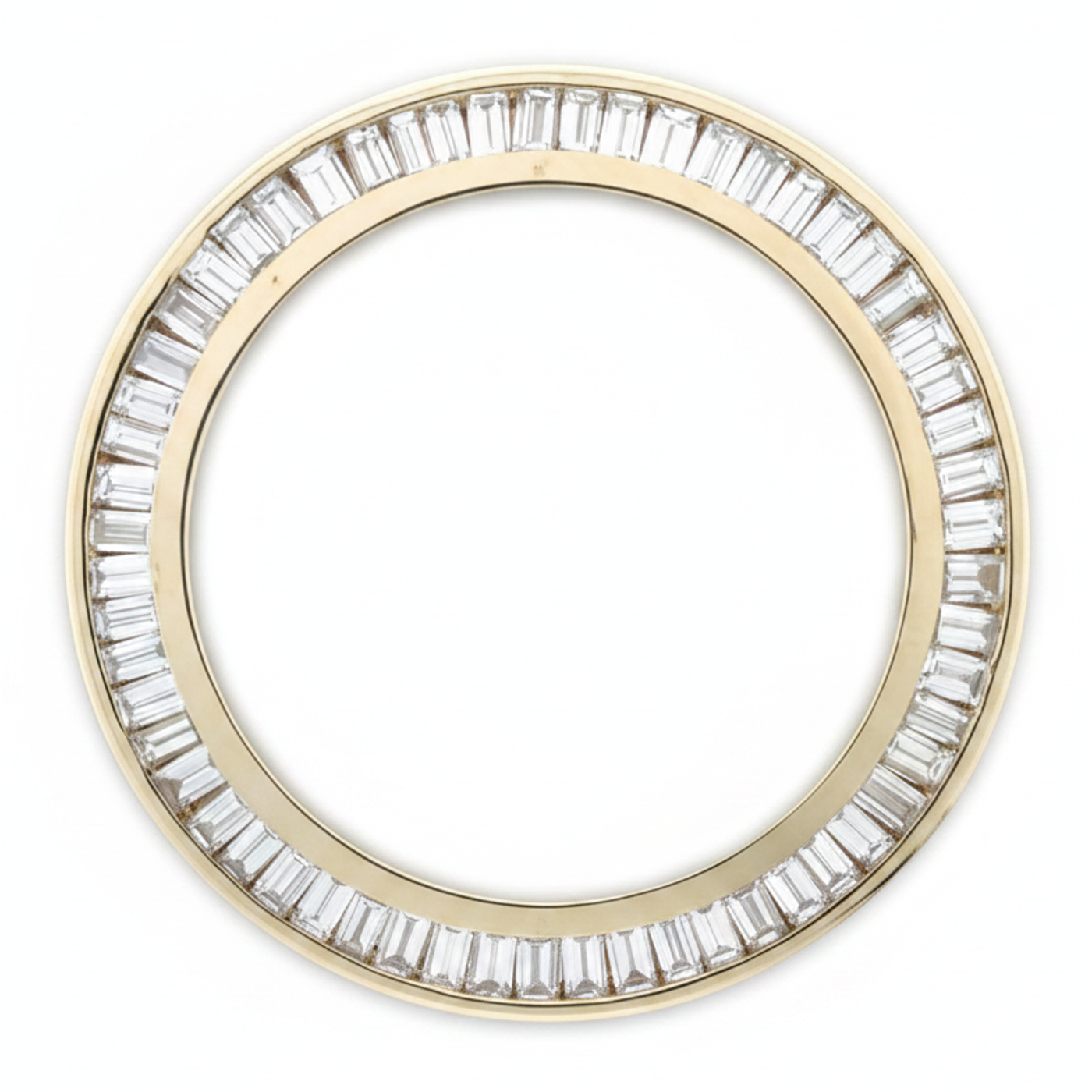 Lunette de montre sertie de diamants baguette 1,5 carat 28 mm pour Rolex Datejust en Or Jaune 14K véritable naturel serti rail