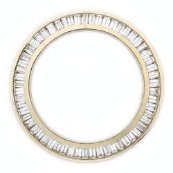 Lunette de montre sertie de diamants baguette 1,5 carat 28 mm pour Rolex Datejust en Or Jaune 14K véritable naturel serti rail