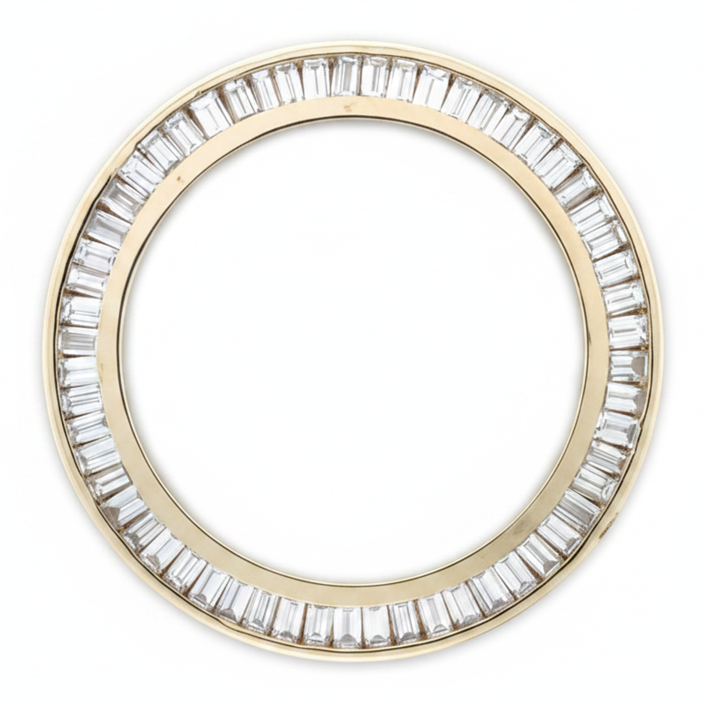 Lunette de Montre Sertie Rail de Diamants Baguette 2,5 Carats 28 mm Pour Rolex Datejust en Or Jaune 14K Véritables Diamants Naturels