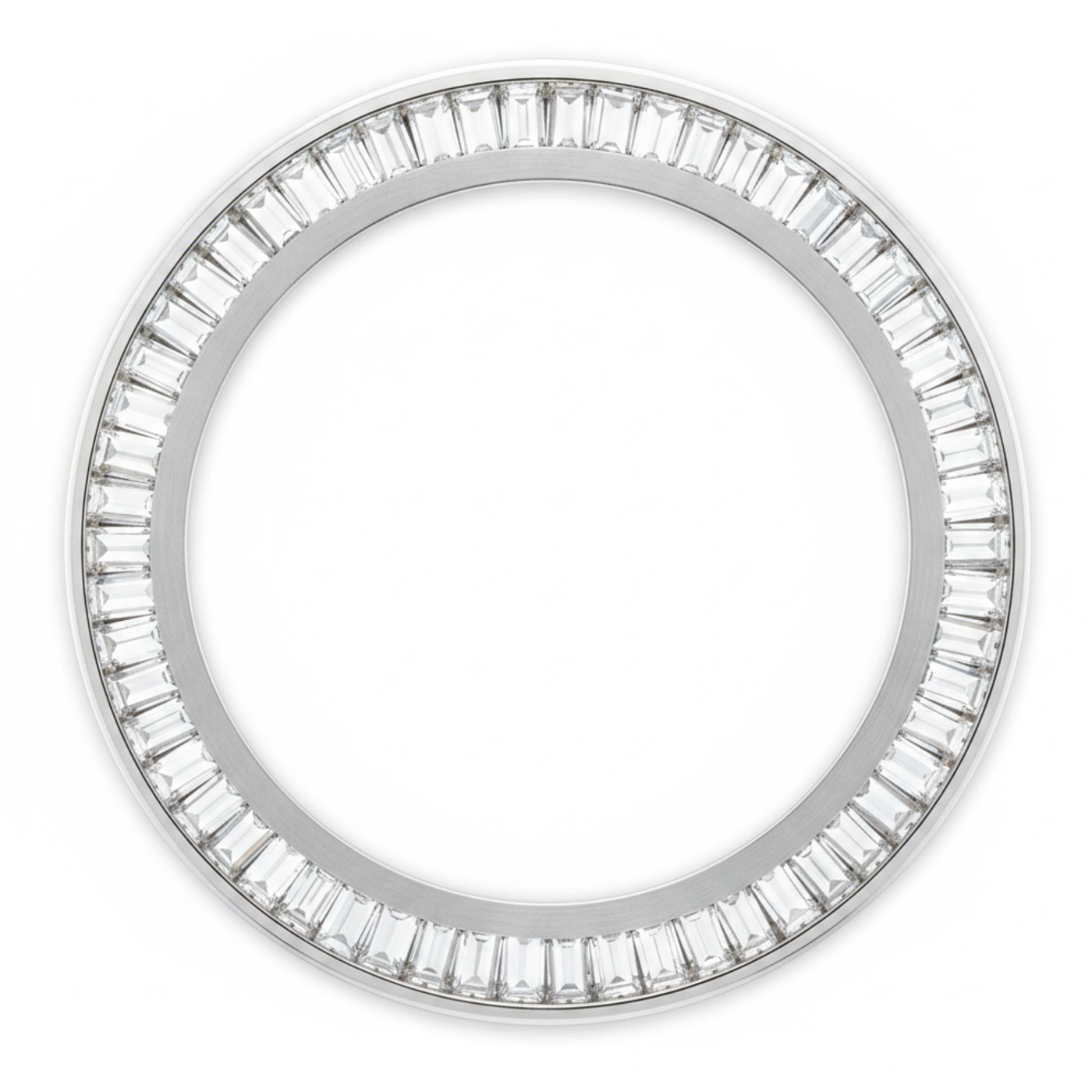 Lunette de Montre en Diamants Baguette 2 Carats 28 mm Pour Rolex Datejust Diamants Naturels Véritables Serti Rail en Acier Inoxydable