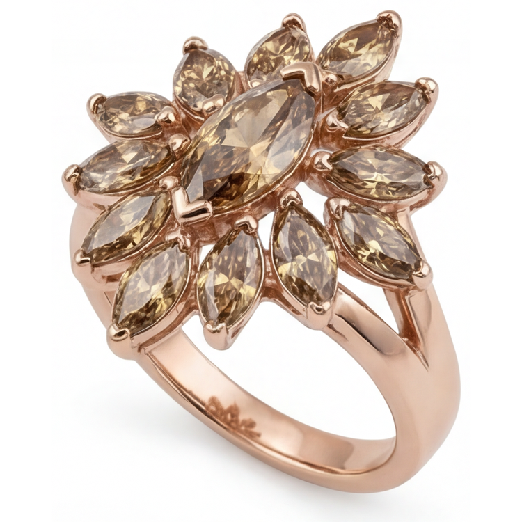 Brillant Bague 4 carats Or Rose 14 Carats – vue de côté