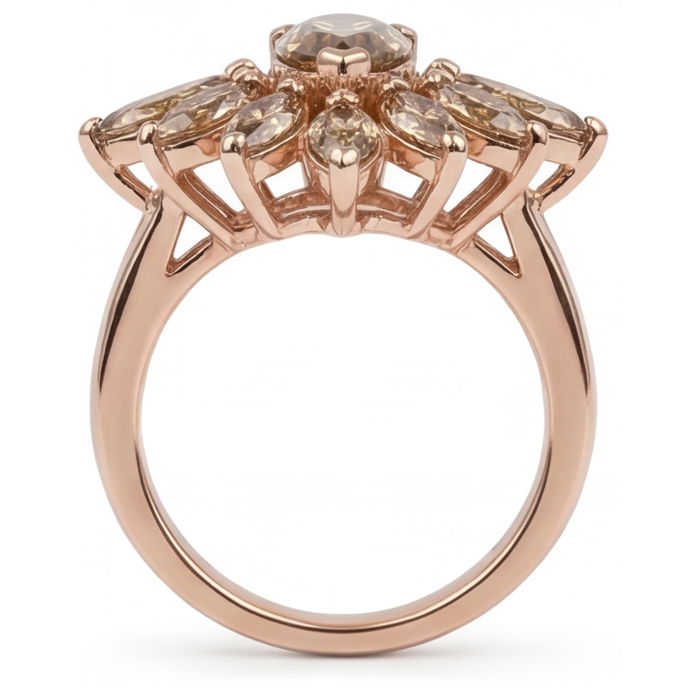Brillant Taille Marquise Bague en Or Rose 14 Carats – vue d'angle