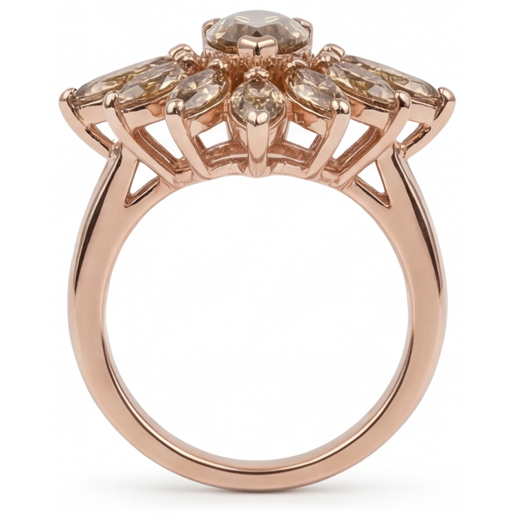 Brillant Taille Marquise Bague en Or Rose 14 Carats – vue d'angle