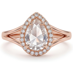 Taille Rose Bague de Fiançailles Halo – Brillant 2,5 carats Or