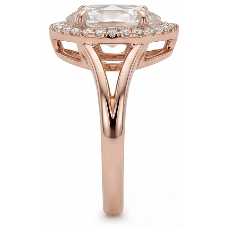 Brillant Bague de Fiançailles Halo 2,5 carats Or Rose 14 Carats – vue d'angle