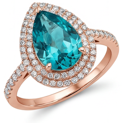 Brillant Diamant Bleu Brillant Bague de Fiançailles Halo – 3