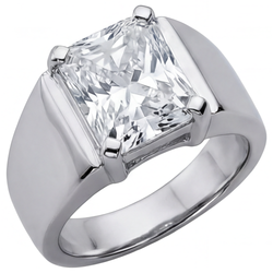 Taille Radiant Brillant Bague Homme 5 carats – Or Blanc 14 Carats