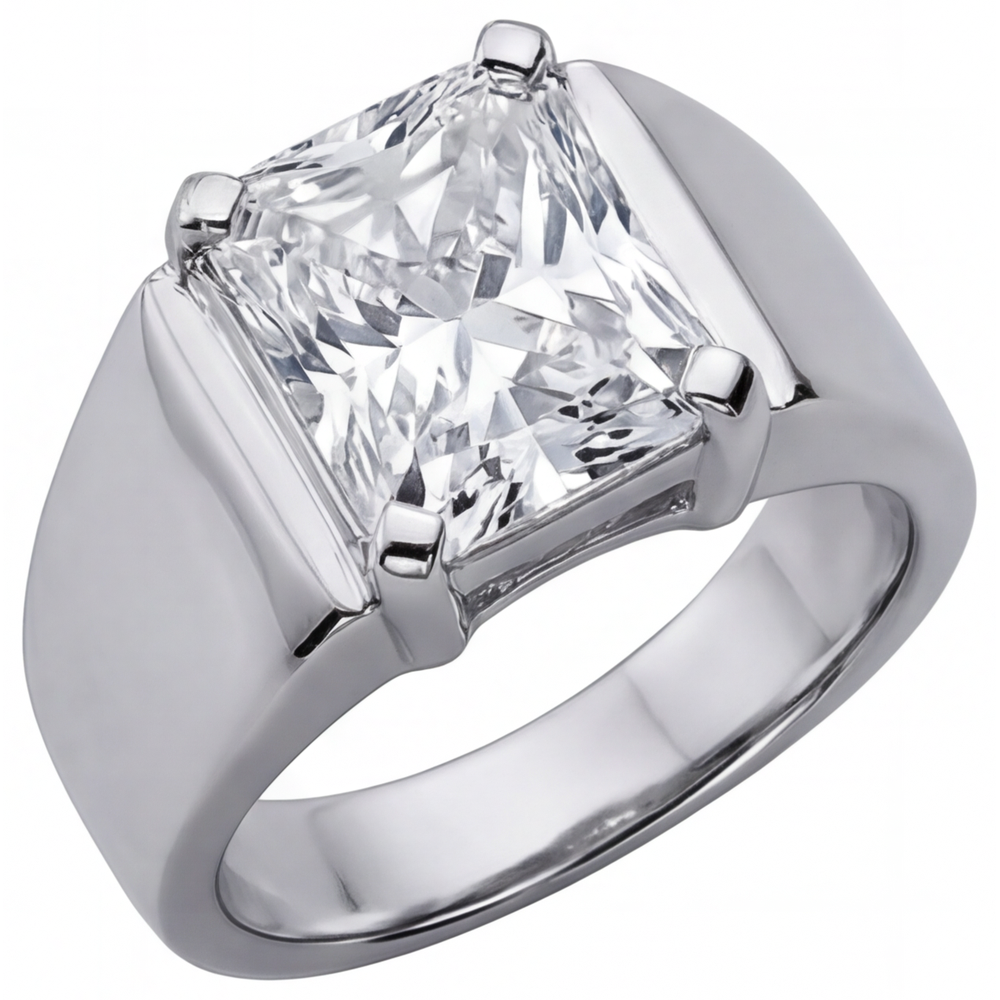 Brillant Bague Homme 5-carats Or Blanc 14 Carats – vue de face