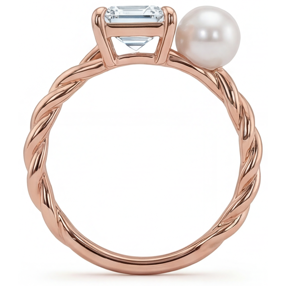 Bague Joaillerie Or Rose 14 Carats avec Brillant – vue d'angle