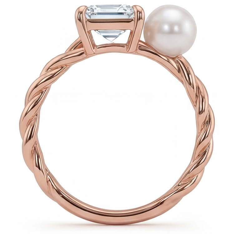 Bague Joaillerie Or Rose 14 Carats avec Brillant – vue d'angle