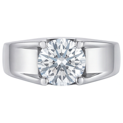Homme Brillant Bague Masculine 2,50 carats F/VS1 – Or Blanc 14