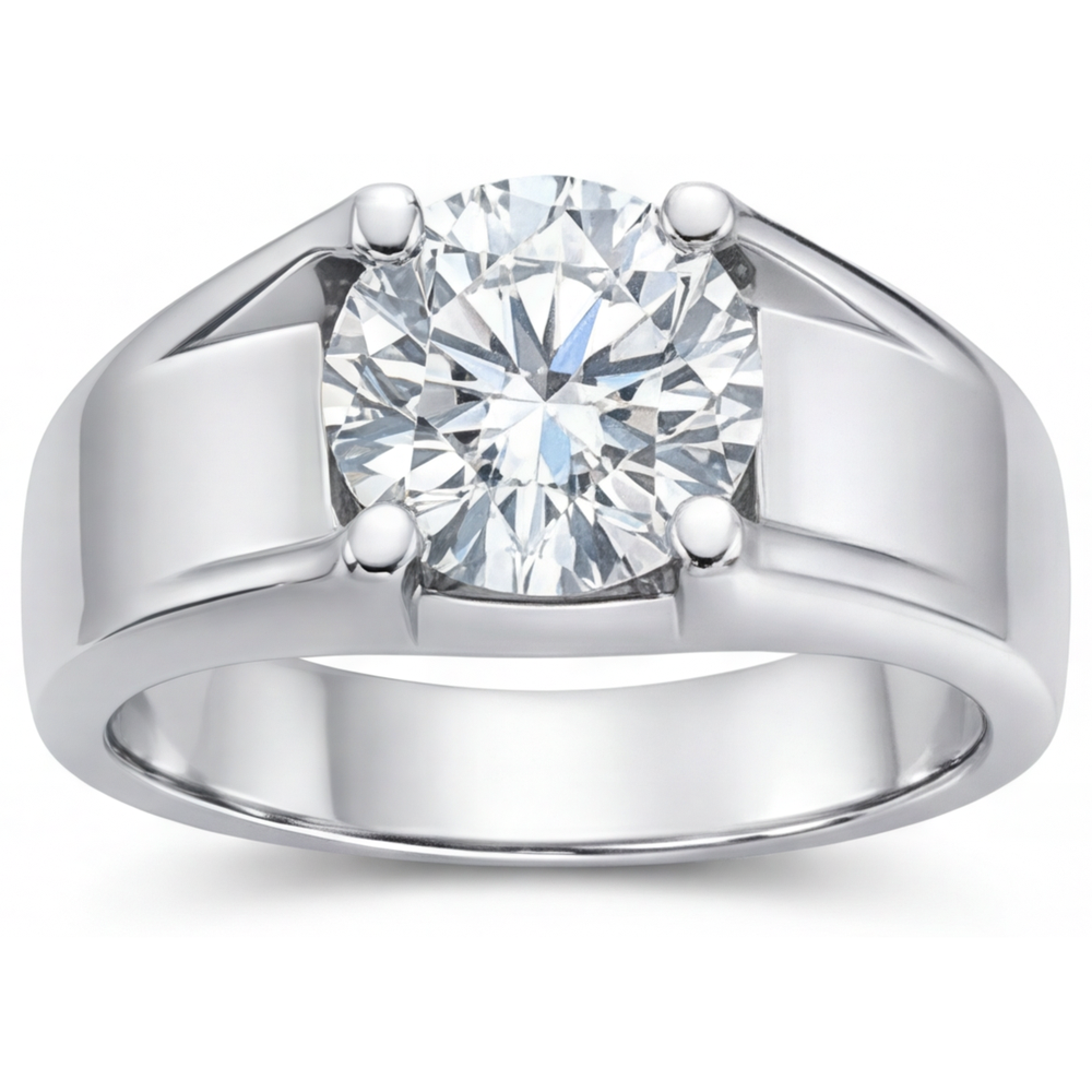 Fait à la main Bague Masculine 2,50 carats – vue de face
