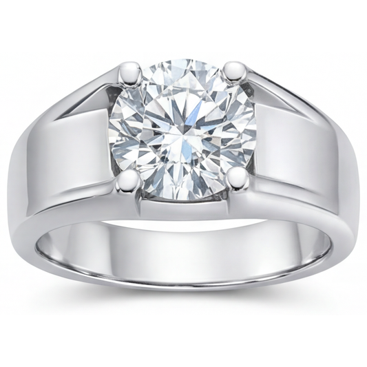 Fait à la main Bague Masculine 2,50 carats – vue de face