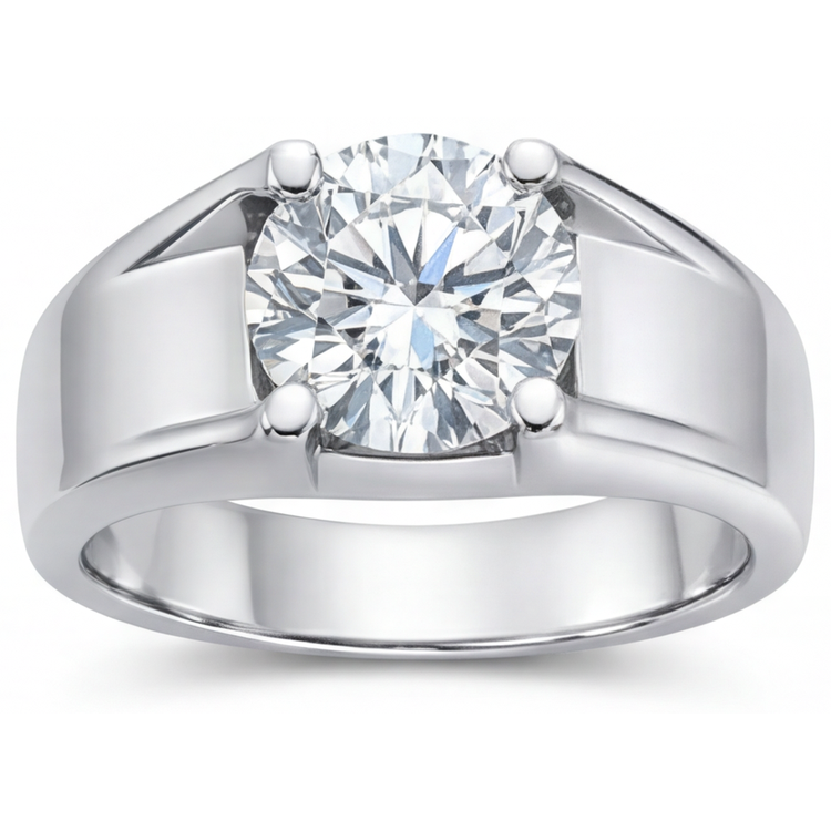 Fait à la main Bague Masculine 2,50 carats – vue de face
