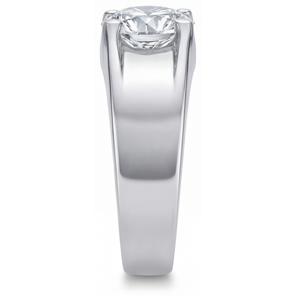 Taille Brillant Brillant bague en Or Blanc 14 Carats – vue de profil