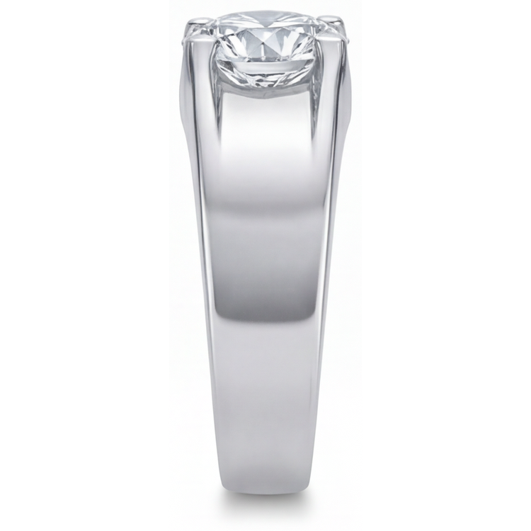Taille Brillant Brillant bague en Or Blanc 14 Carats – vue de profil