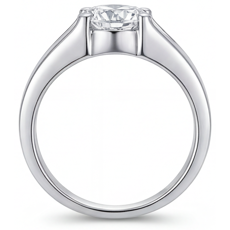 Brillant Bague Masculine 2,50 carats Or Blanc 14 Carats – vue de dessus