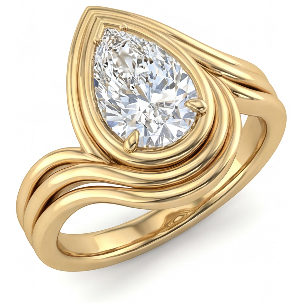 Brillant Bague Mono-Pierre 2,50-carats Or Jaune 14 Carats – vue principale