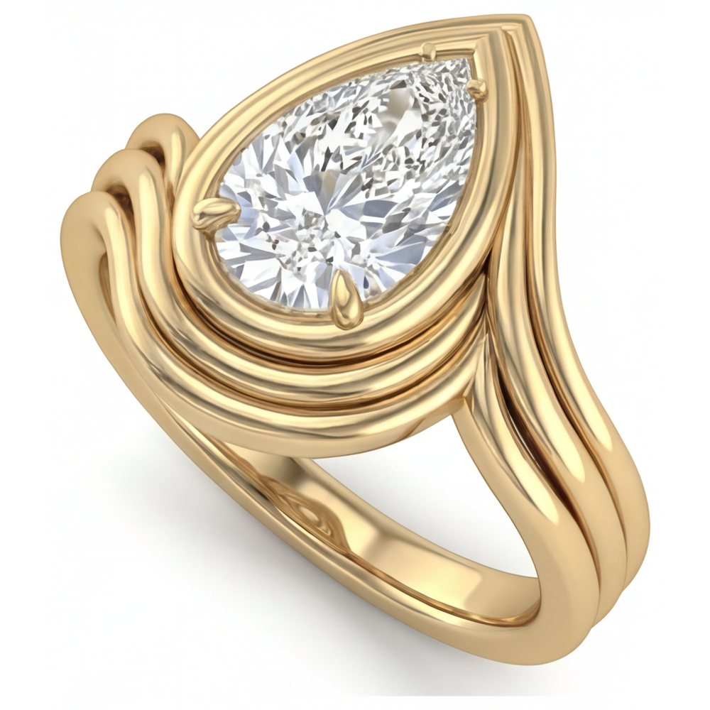 Brillant Bague Mono-Pierre 2,50-carats Or Jaune 14 Carats – vue d'angle