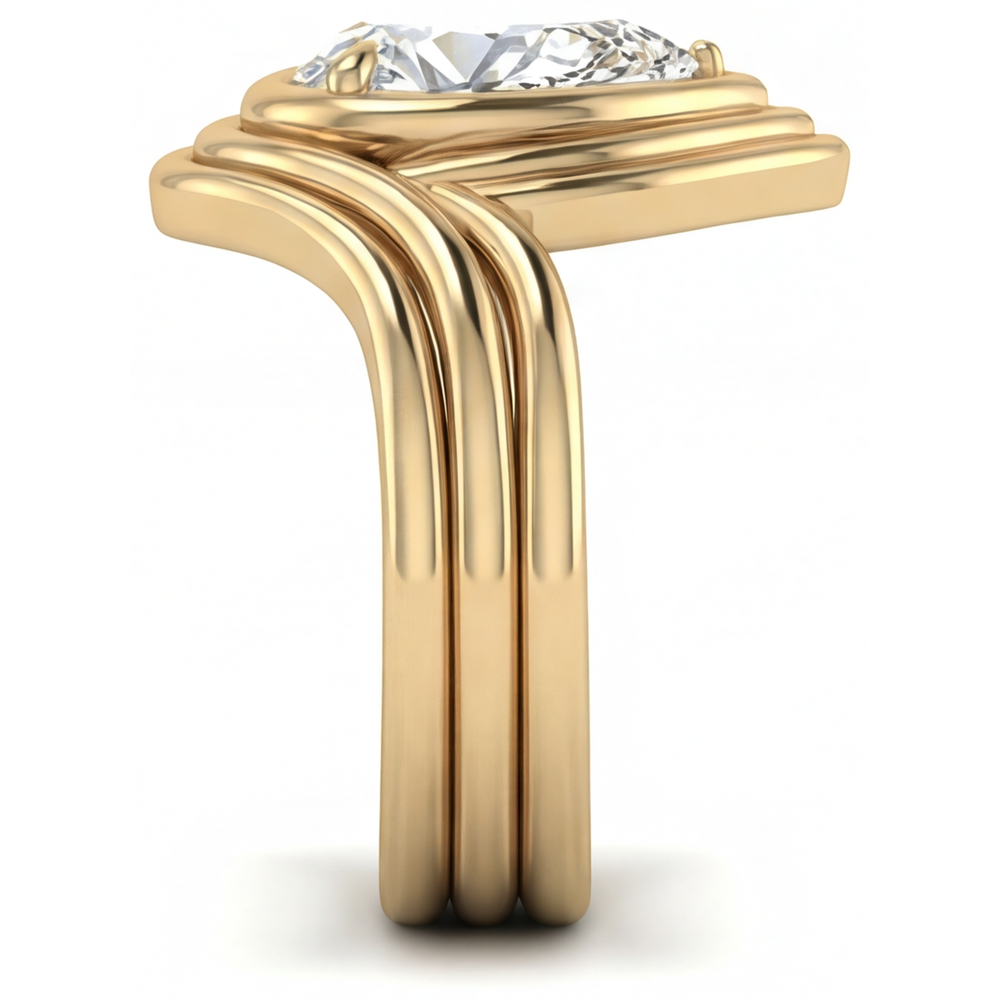 Goutte Brillant bague en Or Jaune 14 Carats – vue de profil