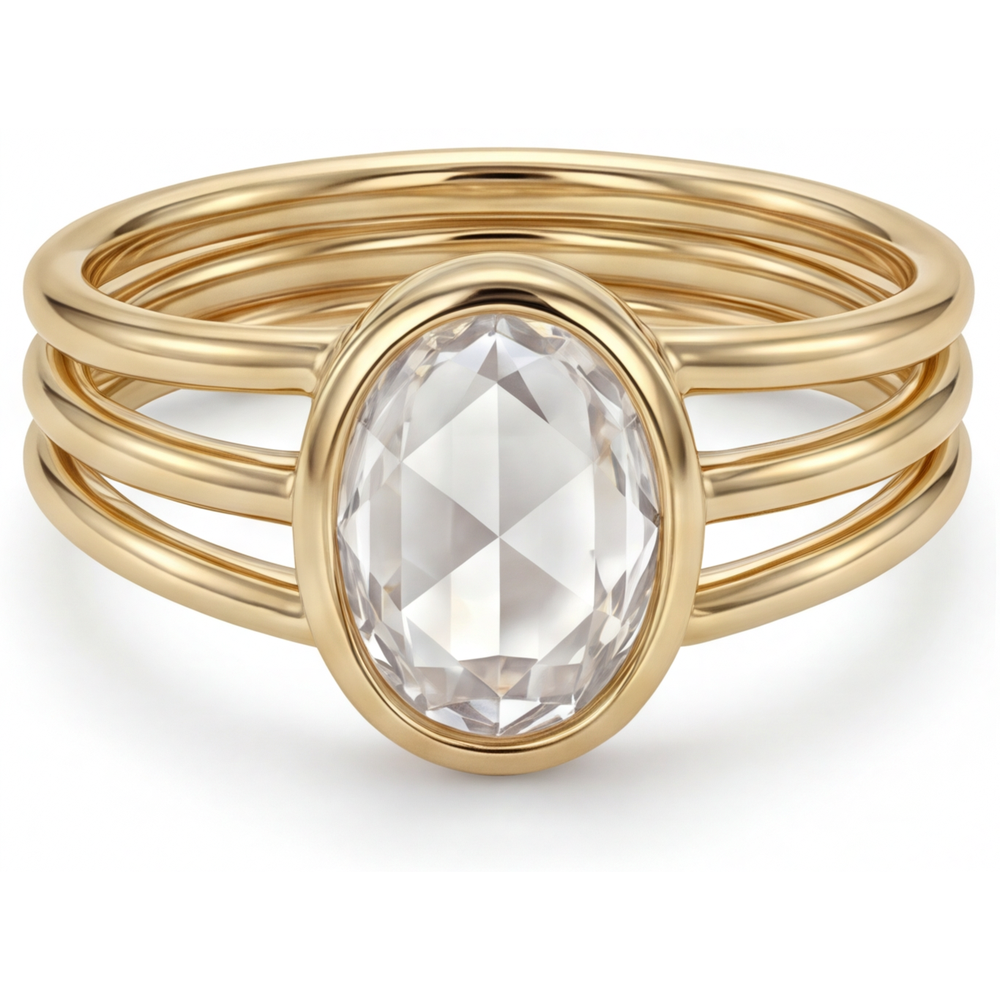 Brillant Bague Mono-Pierre 3 carats Or Jaune 14 Carats – vue principale